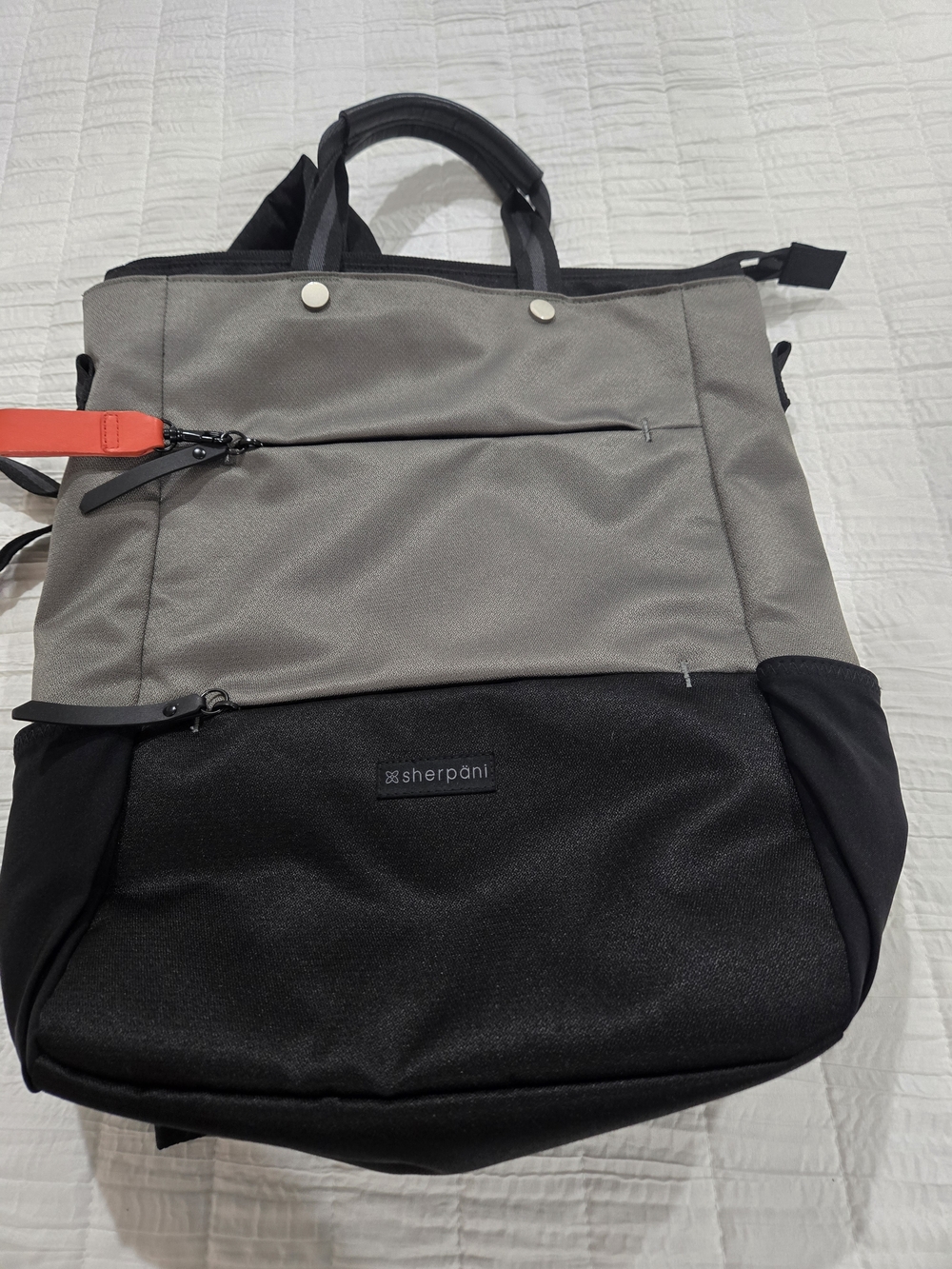 Sherpani  Two-Tone Grey & Black Convertible Tote Backpack